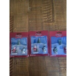 Lot of 3 Christmas Cobblestone Corners Village Miniatures Santa Snowman Tree